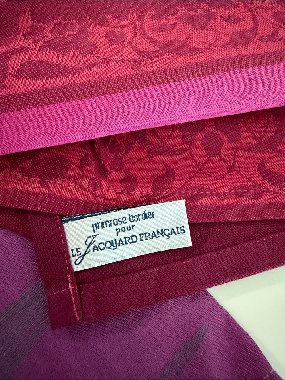 Primrose Bordier Set of Three Decorative Kitchen Towels in Red and Magenta - Picture 5 of 5